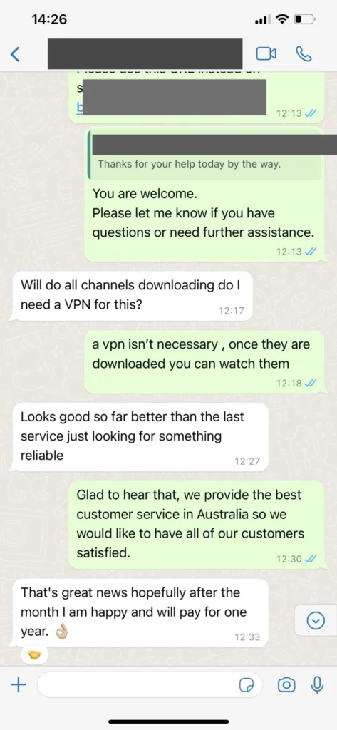 Client whatsapp chat feedback image 3